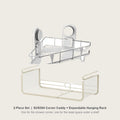 2-piece corner and cabinet rack set - SUS304 corner caddy with an expandable hanging rack