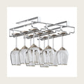 Under cabinet wine glass rack hanging from shelf – no drill