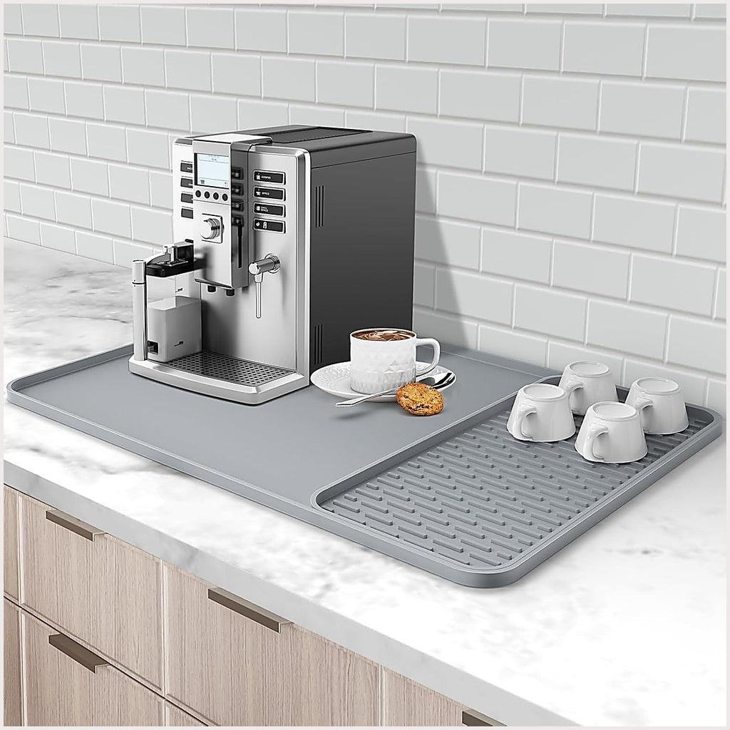 OkaNest Silicone Coffee Maker Mat · set under an espresso machine on the counter