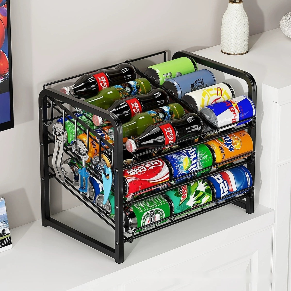 Can dispenser rack on kitchen countertop