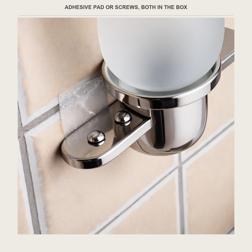 Close-up of the adhesive pad and the screw kit that come with the mount