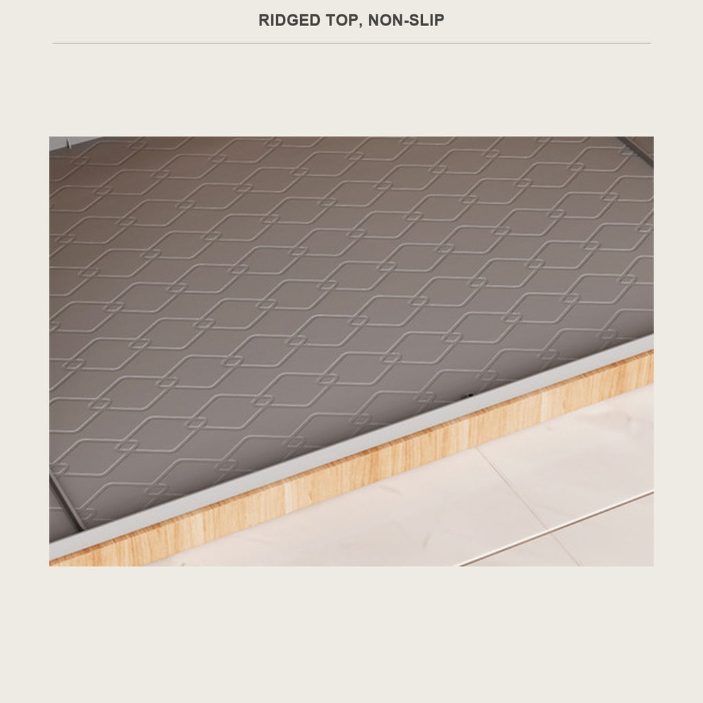 Close up of the ridged non-slip surface on the cabinet mat