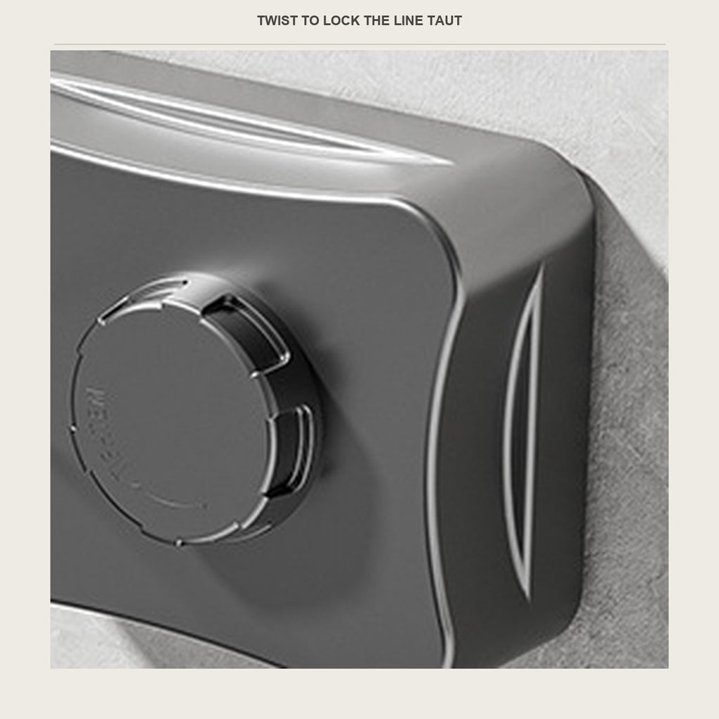 The LOCK and FREE knob on the retractable clothesline housing