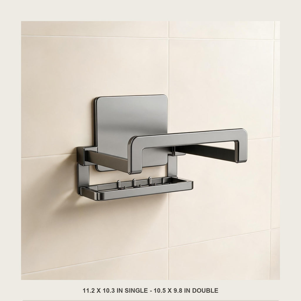 Front view of the empty basin rack showing the 11.2 in single tier width