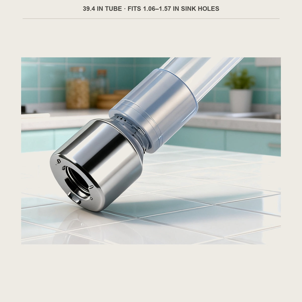 Silicone tube and weighted end that drops into the soap bottle under the sink
