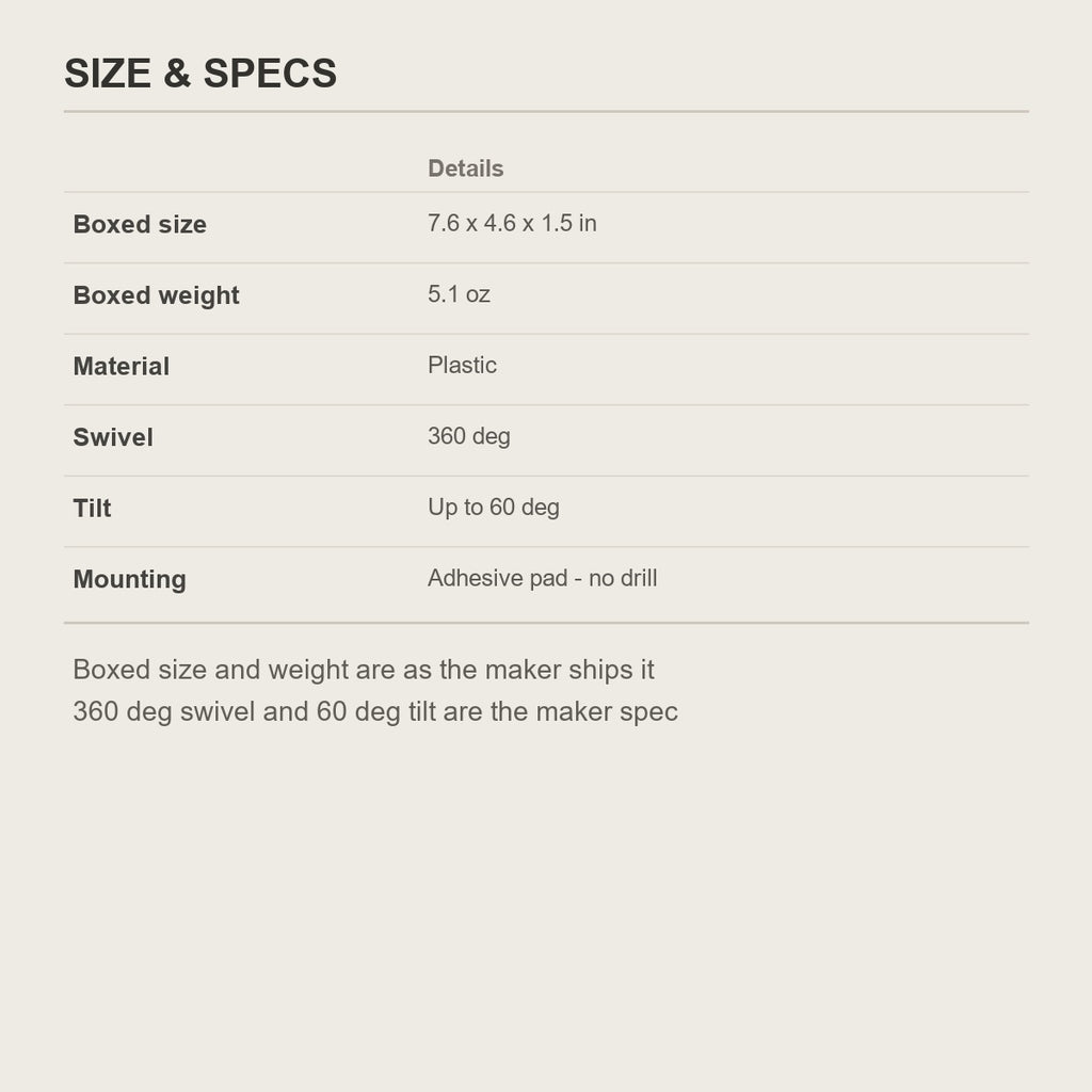Size and specs chart for the waterproof shower phone box