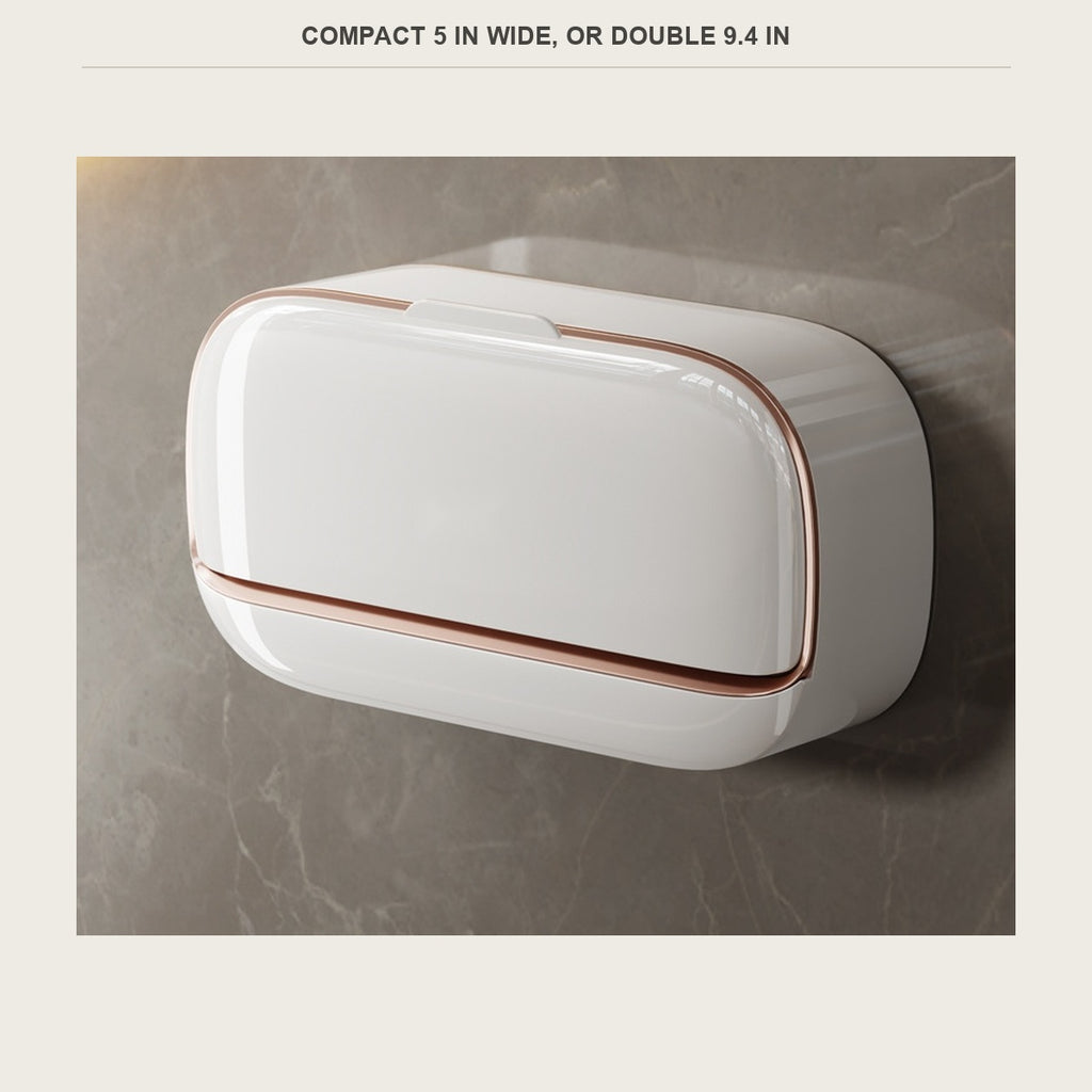 Size guide for the wall soap dish box - compact 5 in or double 9.4 in wide