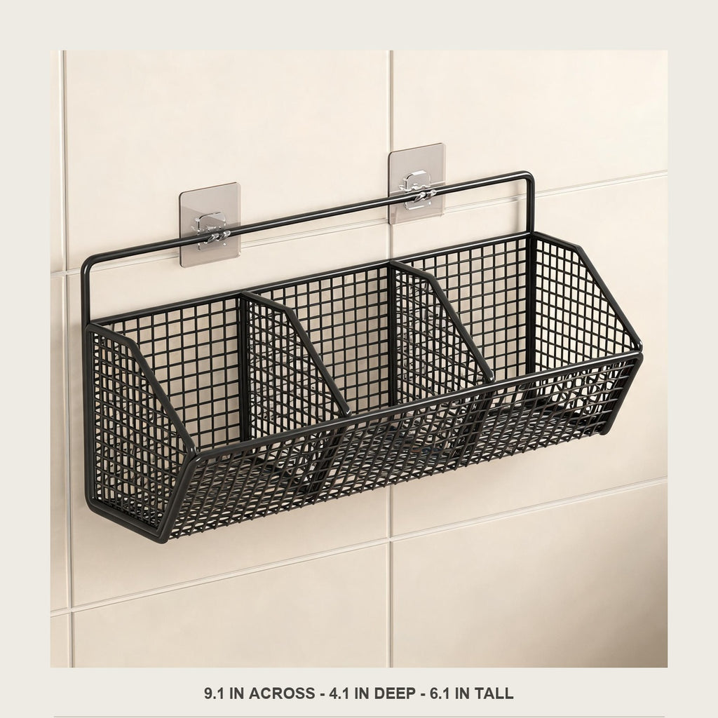 Front view of the empty wall basket showing the 9.1 in width