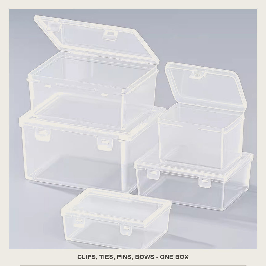 Clips, hair ties, bobby pins and bows moved into one clear box