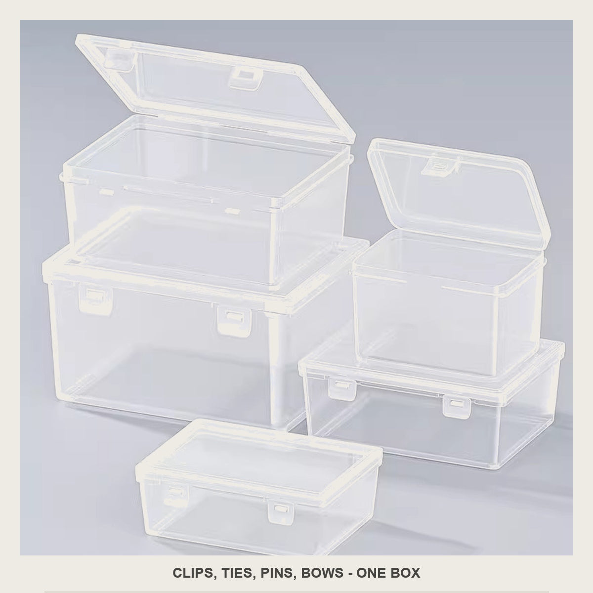 Clips, hair ties, bobby pins and bows moved into one clear box