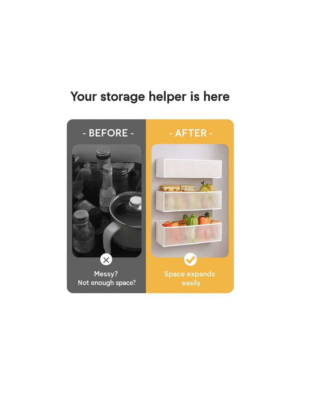 Magnetic Fridge Organizer Basket - Small