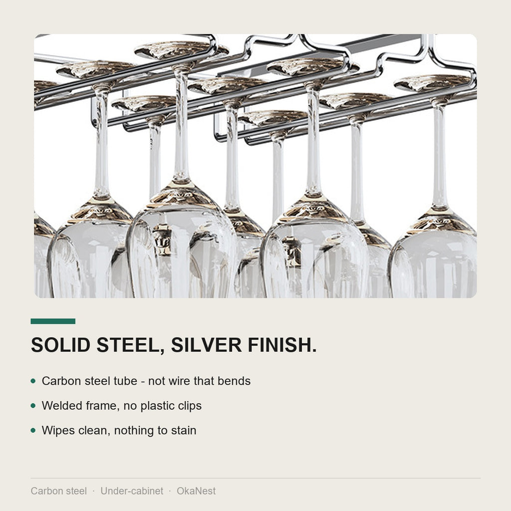 Powder-coated carbon steel wine glass rack – rust-resistant finish