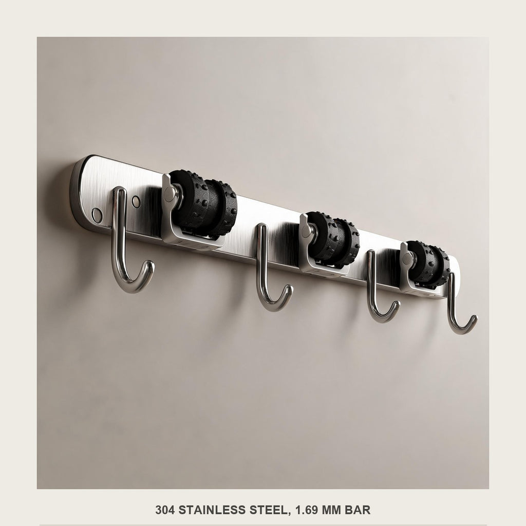 Roller clip closing on a wooden mop handle, 304 stainless bar