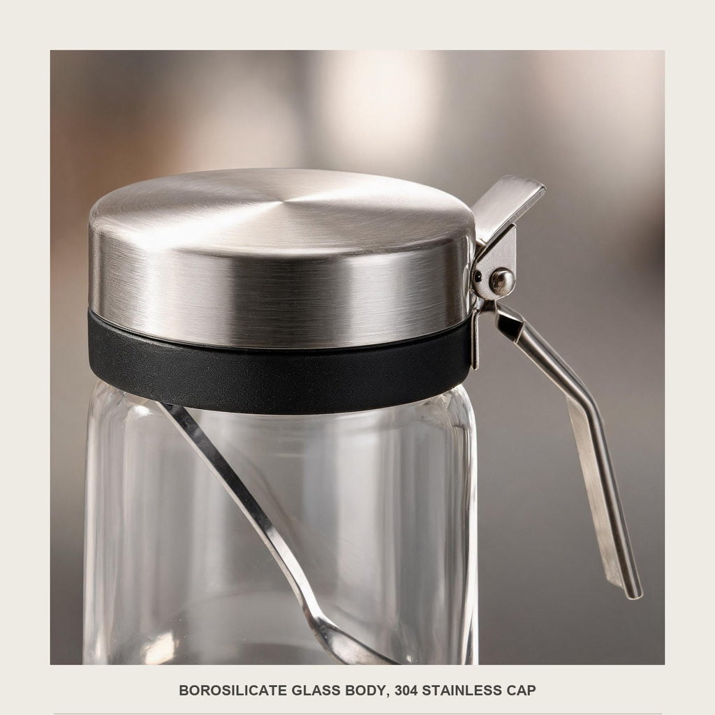 Close-up of the 304 stainless cap, the sealing ring and the glass body