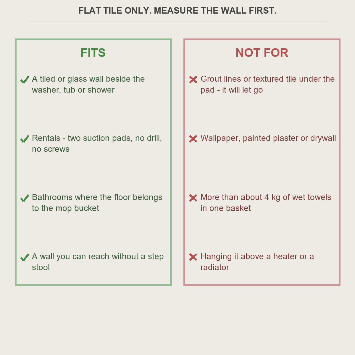 Fit guide for the suction laundry hamper and what it does not suit