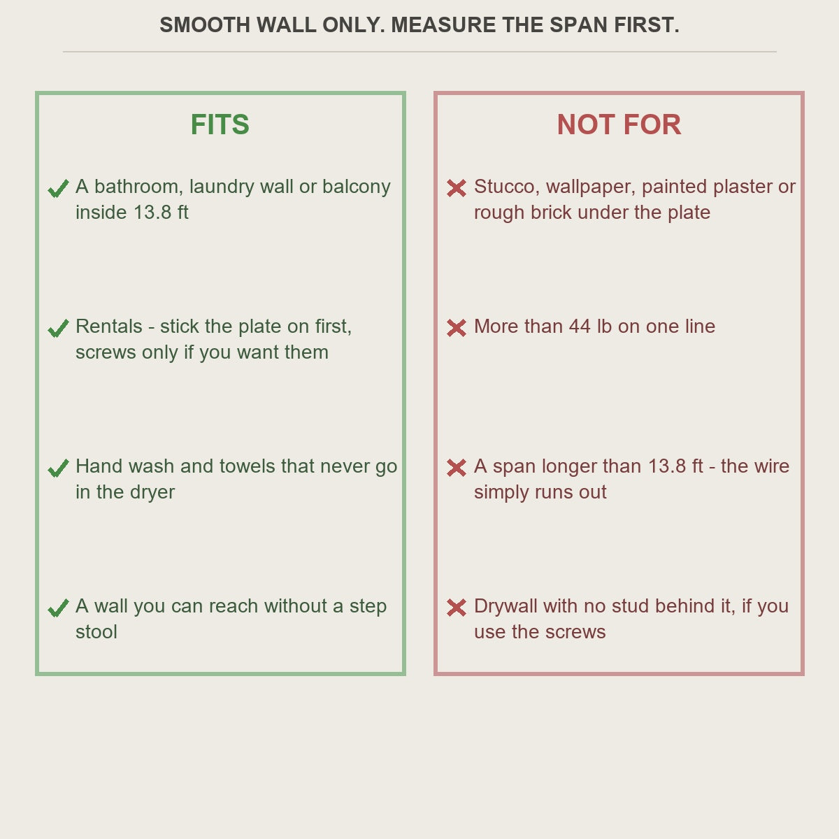 Fit guide for the retractable clothesline and what it does not suit
