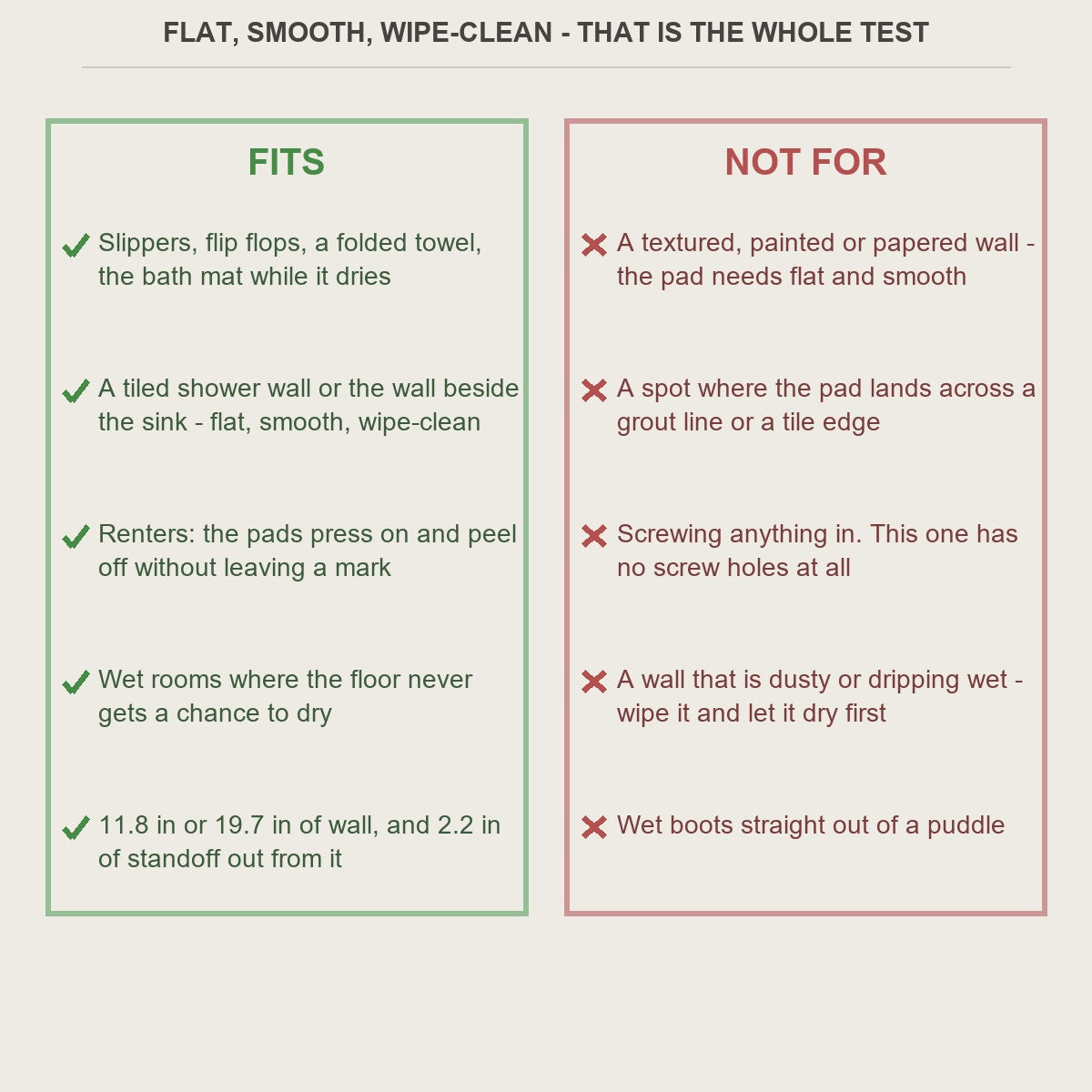Fits and not-for guide for the no-drill suction slipper rack