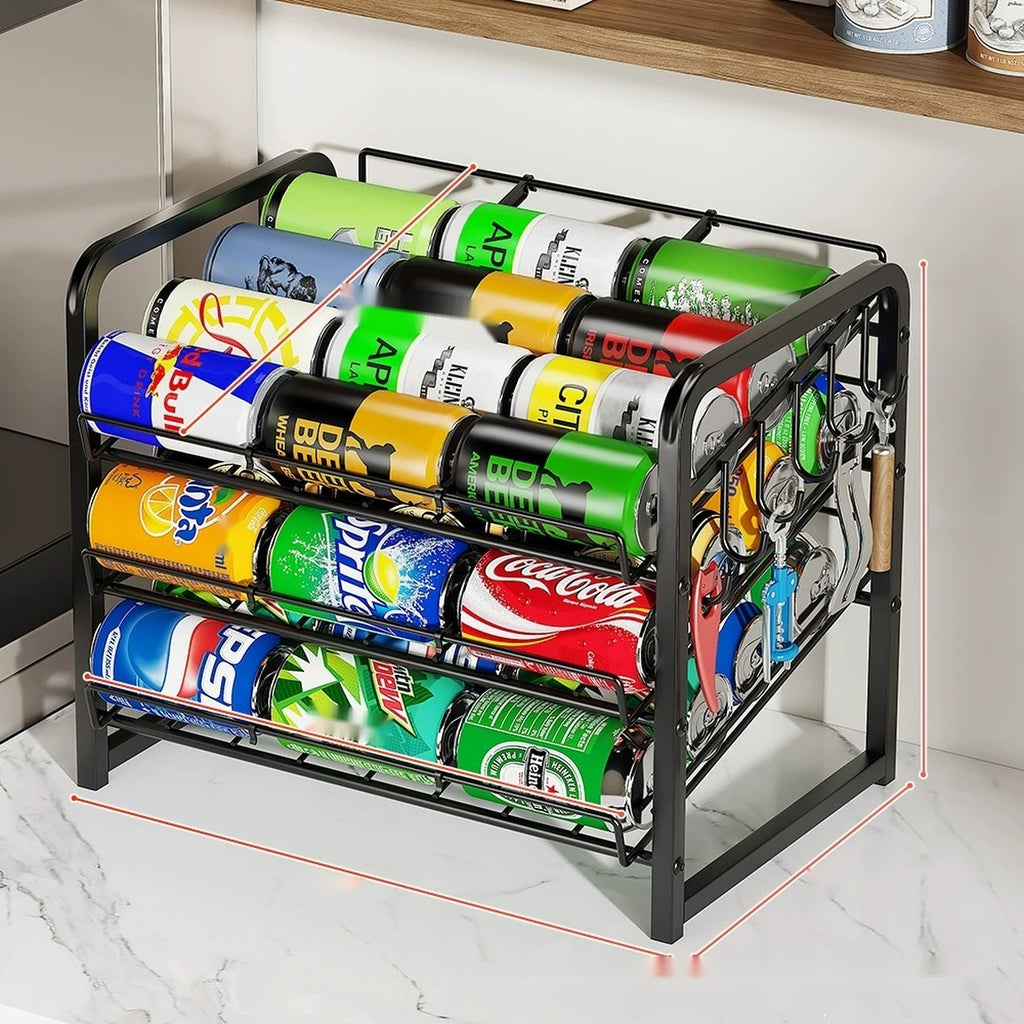 Can rack with size reference lines in kitchen
