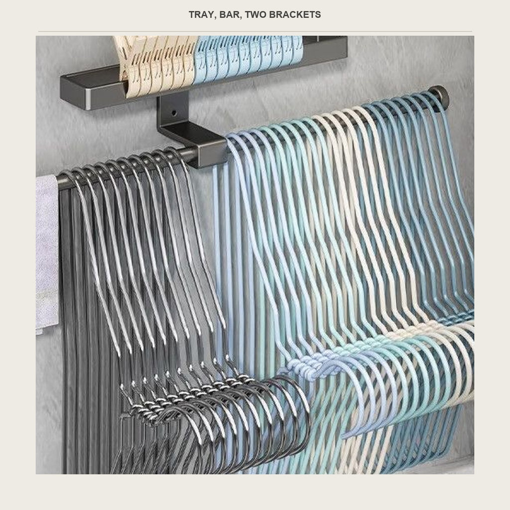 Clip tray, bar and two brackets on the hanger holder