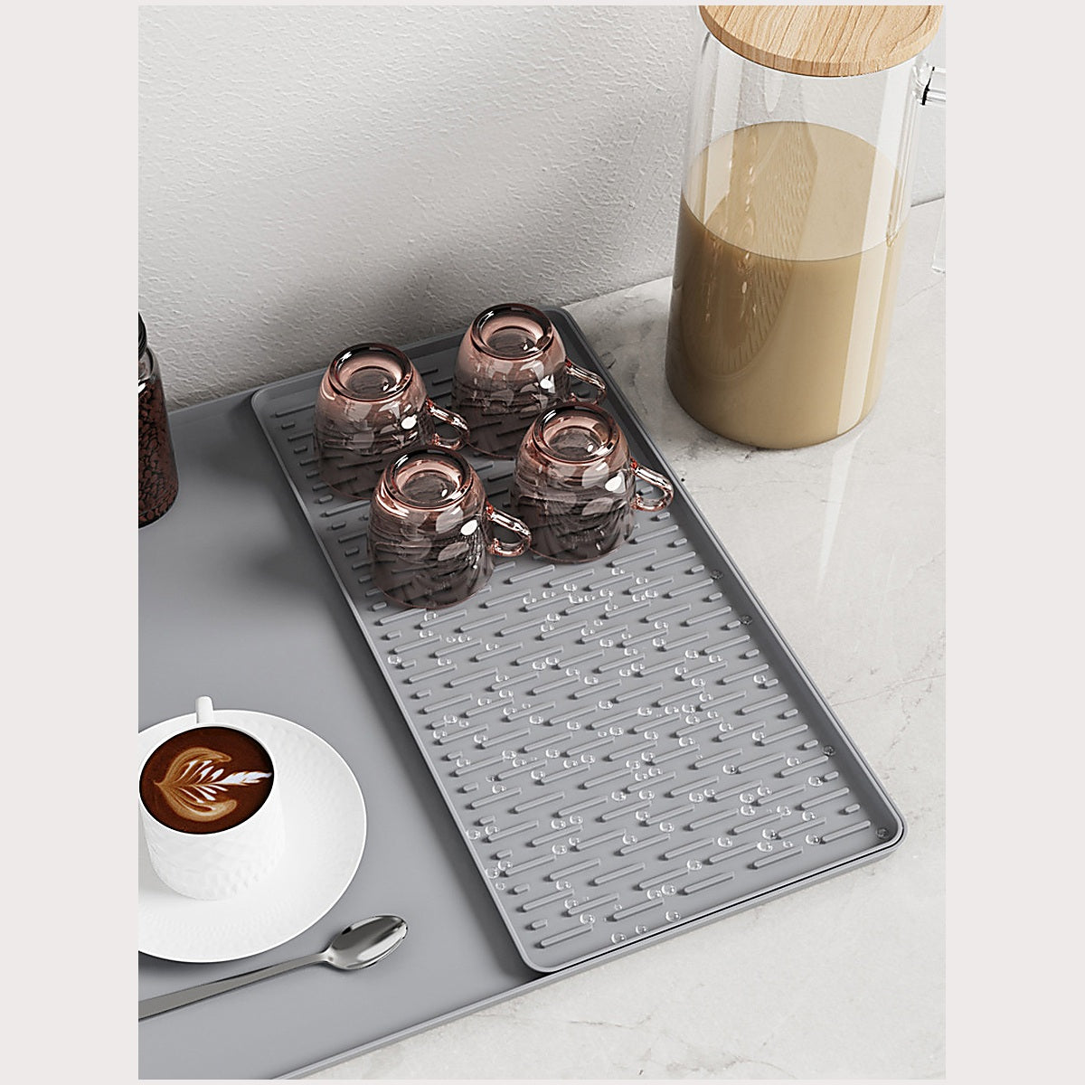 OkaNest Silicone Coffee Maker Mat · split design, both halves separate for cleaning