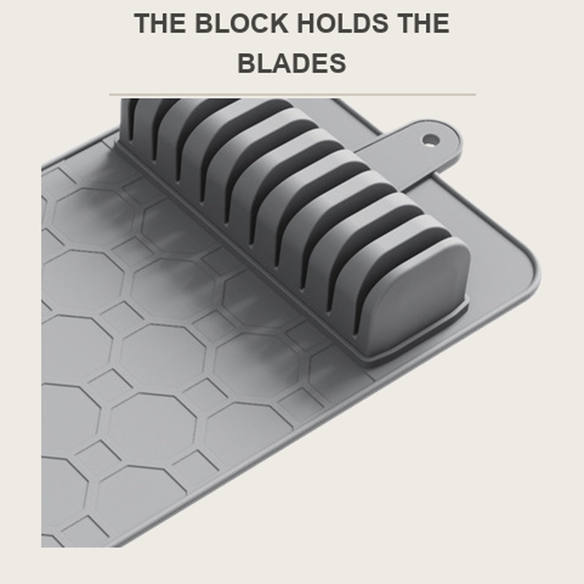 Slot block detail holding the knife blades upright