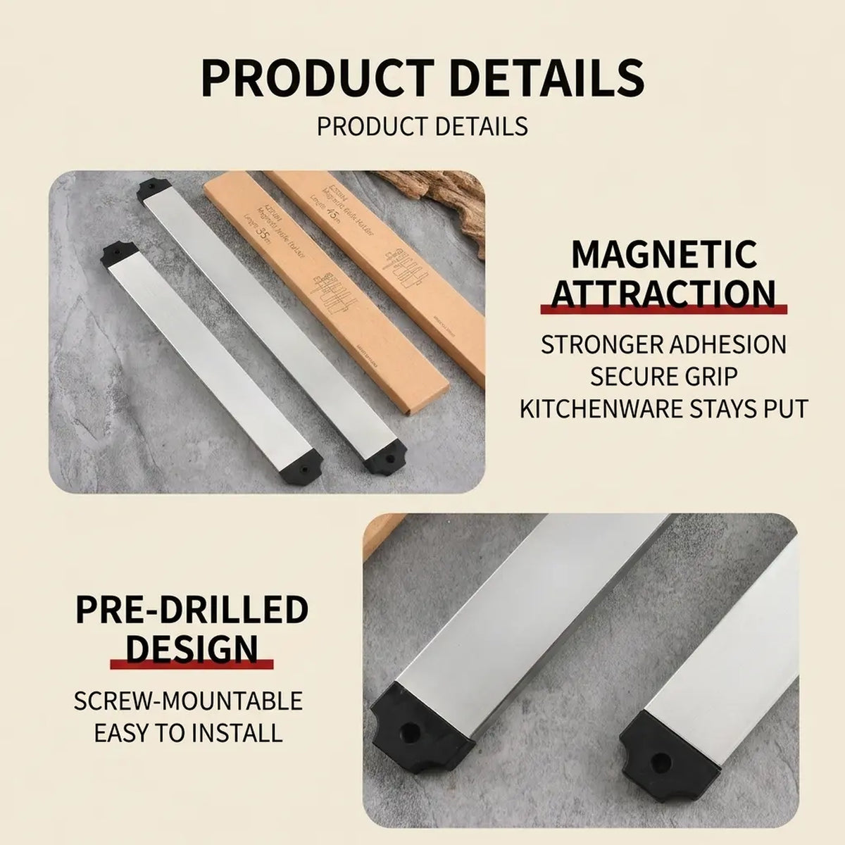 Magnetic Knife Strip Wall-Mount 304 Stainless Steel