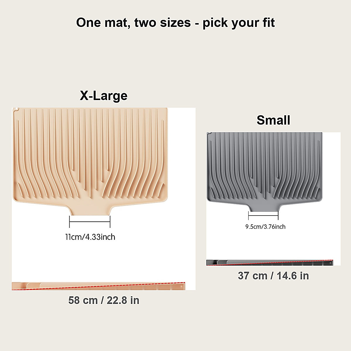 Silicone Dish Drying Mat · 大小号对比