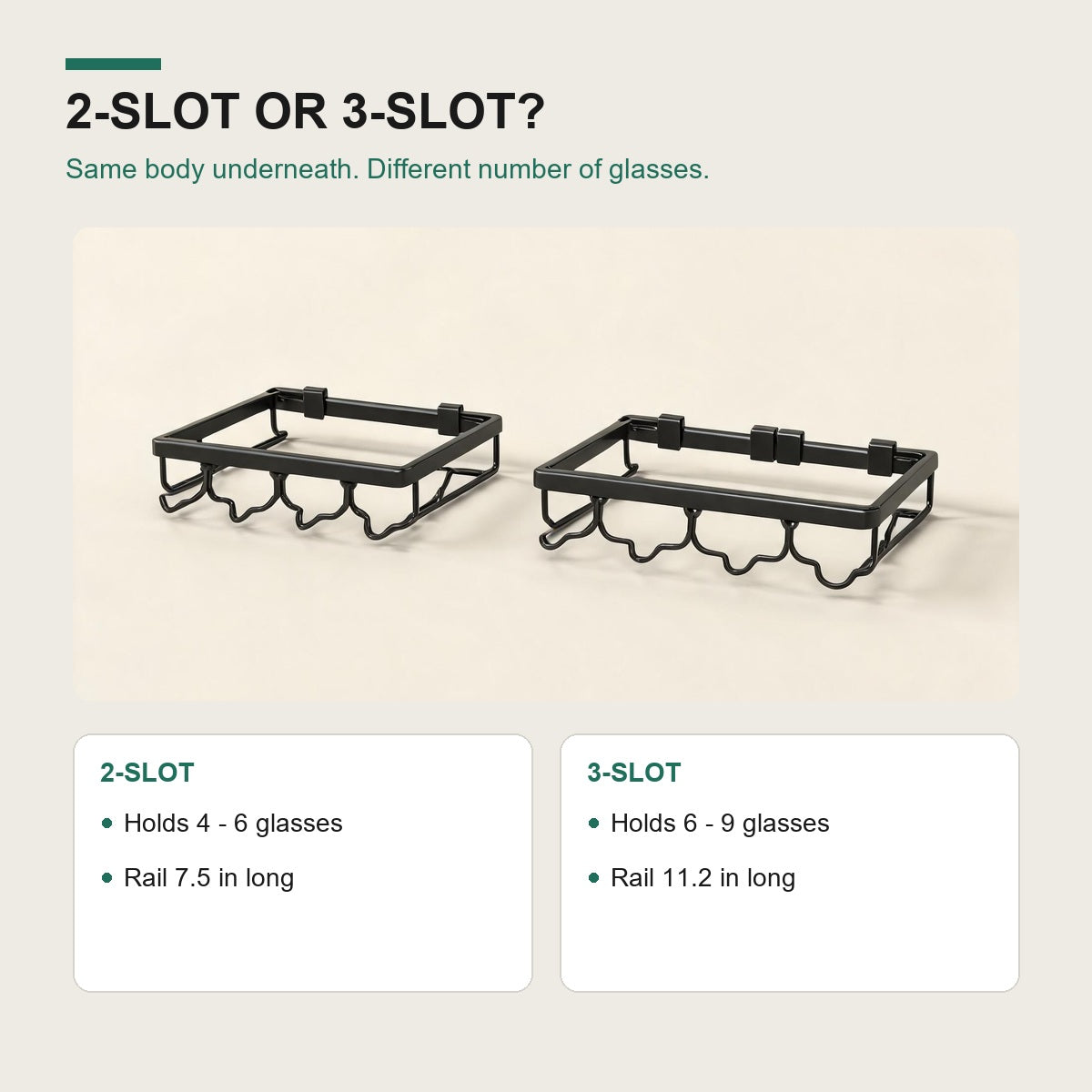 Wine glasses stored upside down under cabinet – tidy and drip-dry