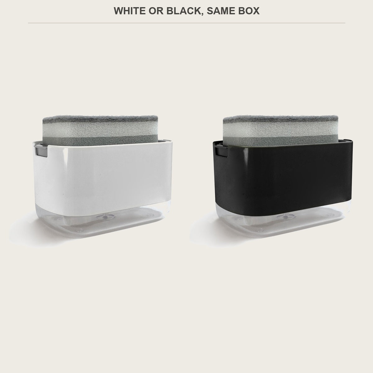 The soap dispenser box in white and black side by side