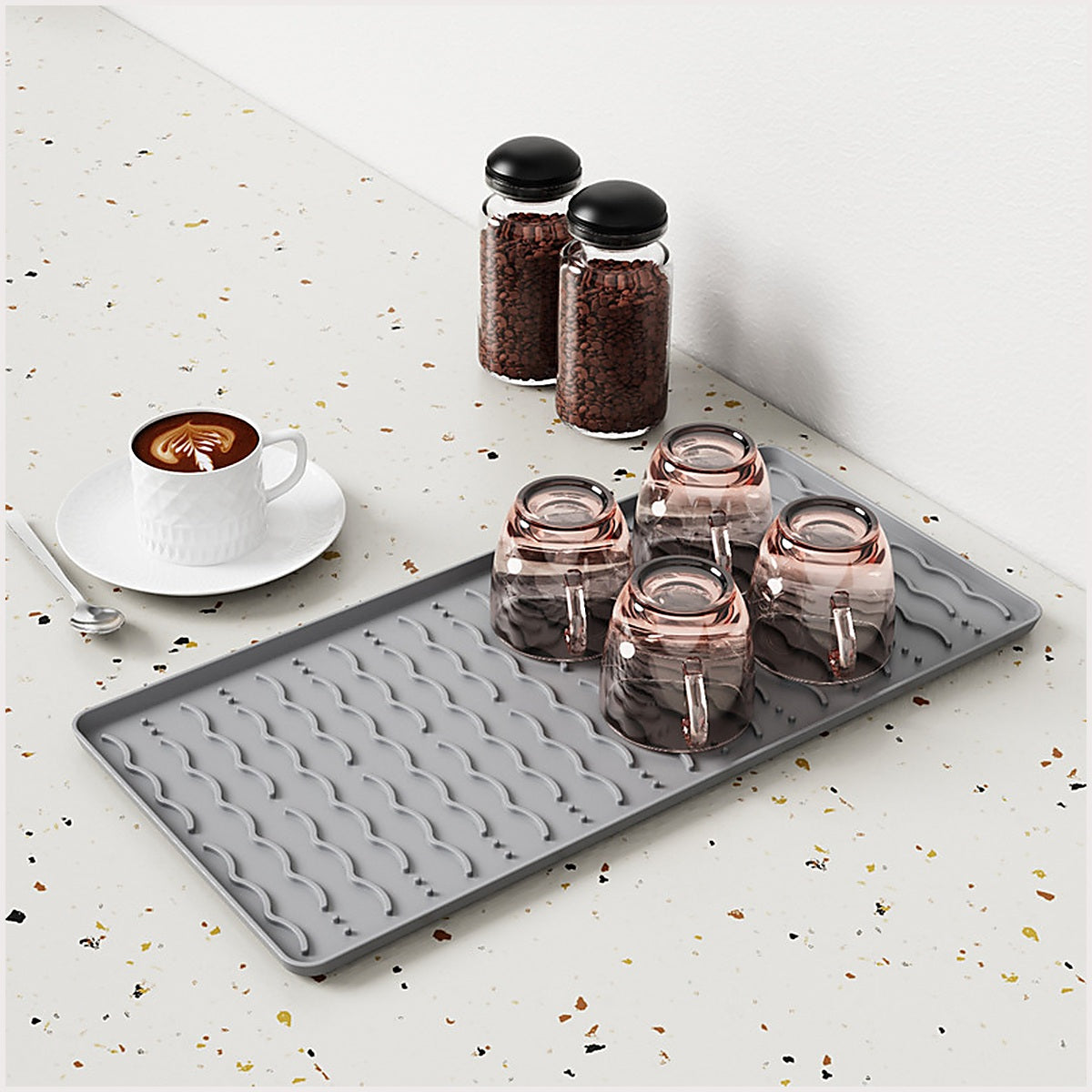 OkaNest Silicone Coffee Maker Mat · ridged and wave surface comparison