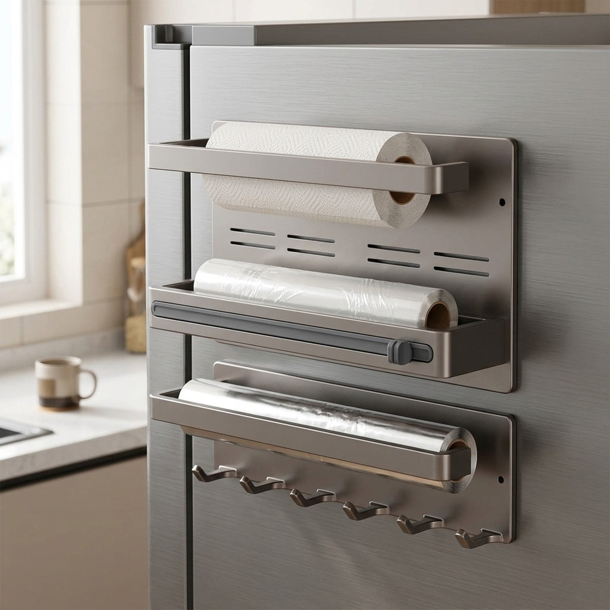 Magnetic 3-in-1 Fridge Wrap Dispenser Paper Towel Foil - view 4