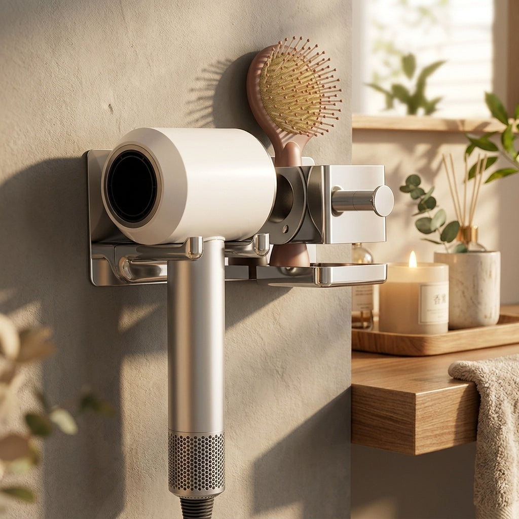 No-Drill Hair Dryer Holder 304 Stainless Steel Bathroom Wall Mount - view 2