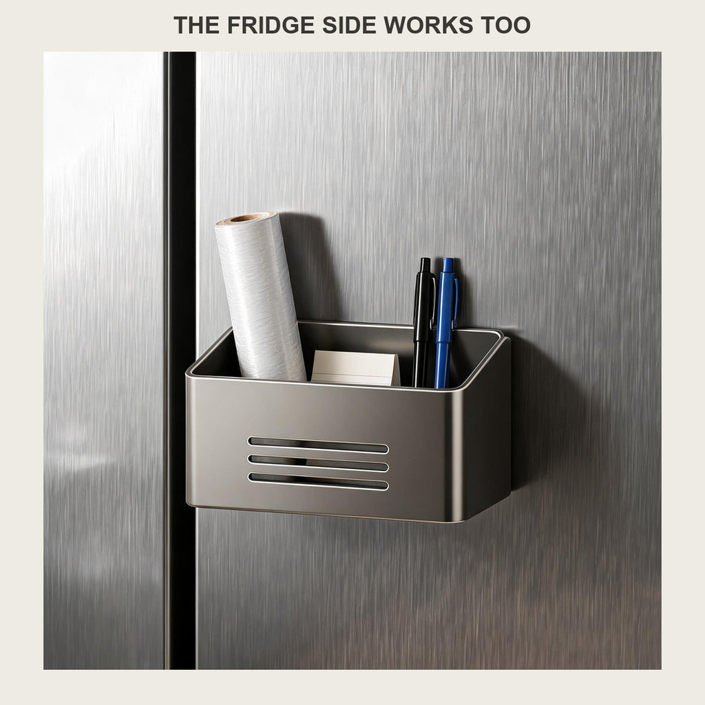 Magnetic Fridge Side Storage Box Carbon Steel Organizer