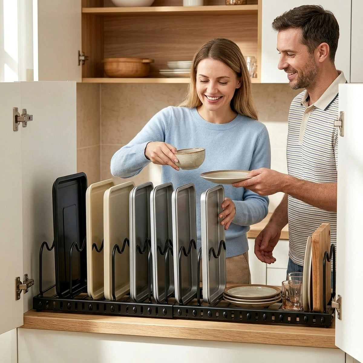 In-Cabinet Dish Rack · 外国夫妇场景