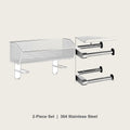 Over-the-toilet shelf and double roll paper holder set in 304 stainless steel