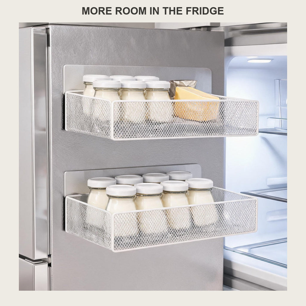 Magnetic Fridge Organizer Basket No-Drill Door Storage