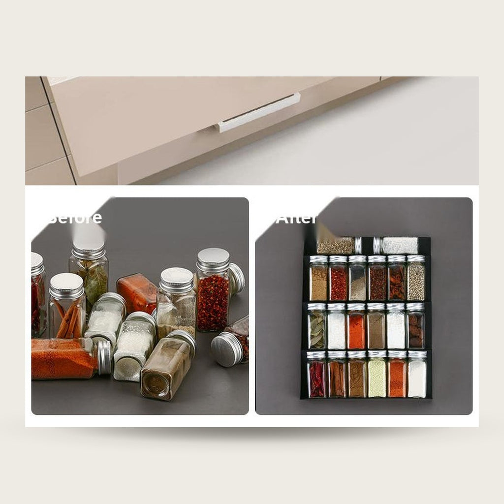4-Tier Expandable Spice Drawer Organizer - Adjustable Spice Rack Tray for Kitchen Cabinet & Drawer (2-Pack)