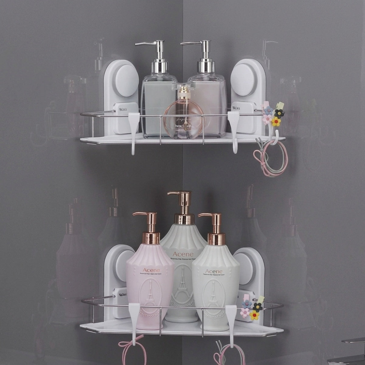 Suction Corner Shower Caddy No-Drill Stainless Steel Bathroom Organizer - view 3