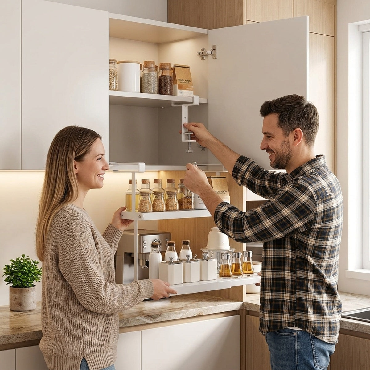 OkaNest Lifestyle - couple installing under cabinet