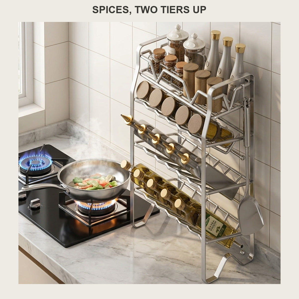 2-Tier Stainless Steel Spice Rack Countertop Kitchen Organizer - view 1