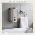2-piece bathroom set in 304 stainless steel - soap dispenser and towel ring