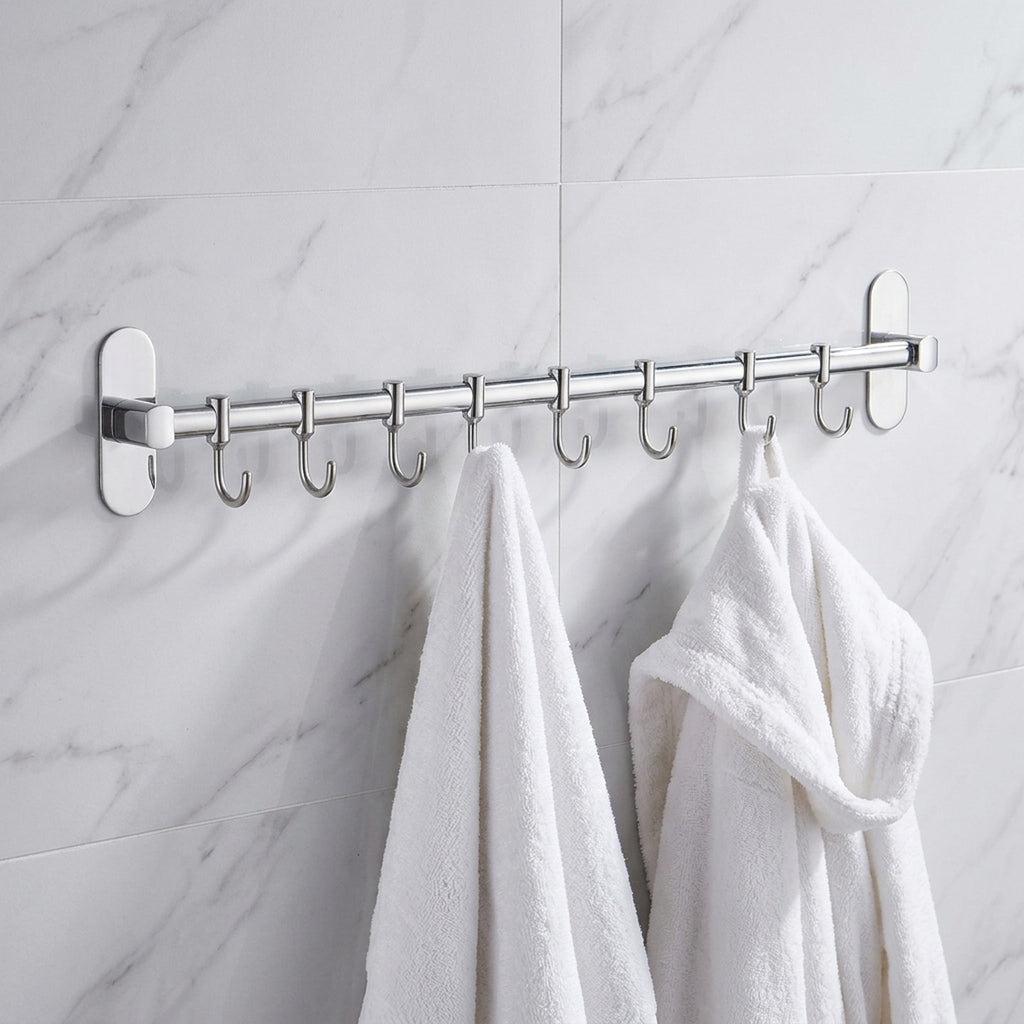 Wall Mounted Towel Hooks Stainless Steel Bathroom Rack No-Drill - view 1