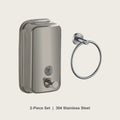 2-piece bathroom set in 304 stainless steel - soap dispenser and towel ring