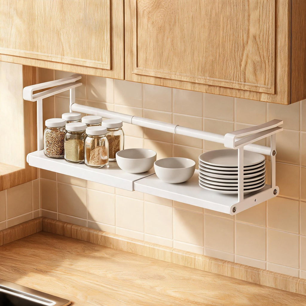 Expandable Under-Cabinet Rack No-Drill Double-Layer