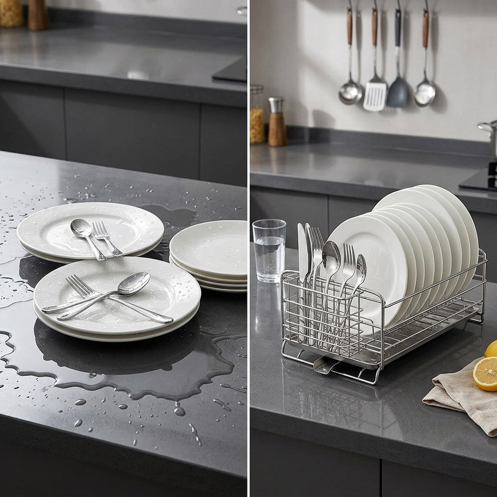 Narrow Countertop Dish Drying Rack Stainless Steel Kitchen Sink Organizer - view 7