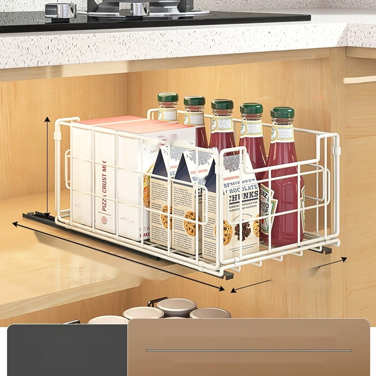 Cabinet Pull-Out Drawer Basket Steel Wire Organizer - view 8