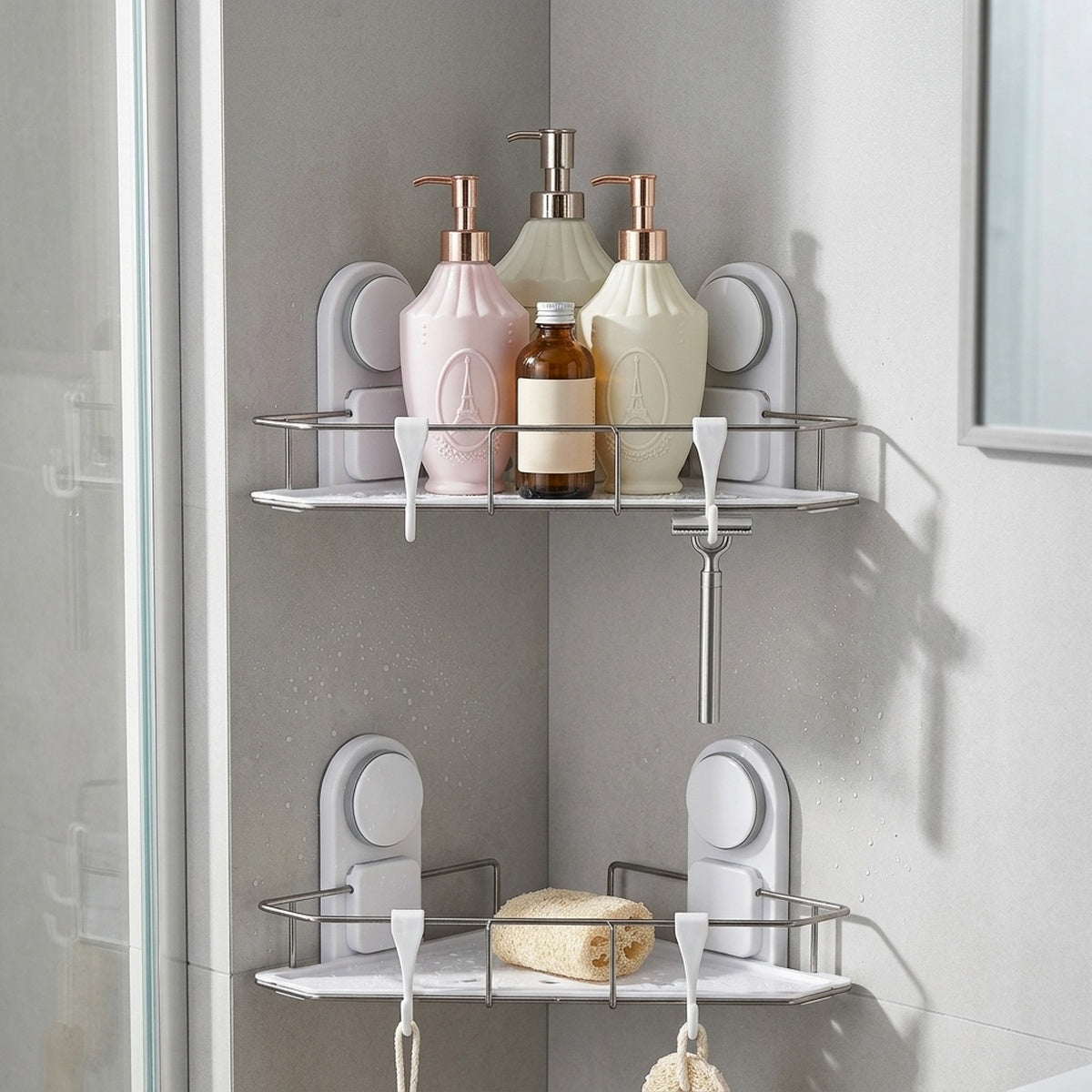 Suction Corner Shower Caddy No-Drill Stainless Steel Bathroom Organizer - view 5