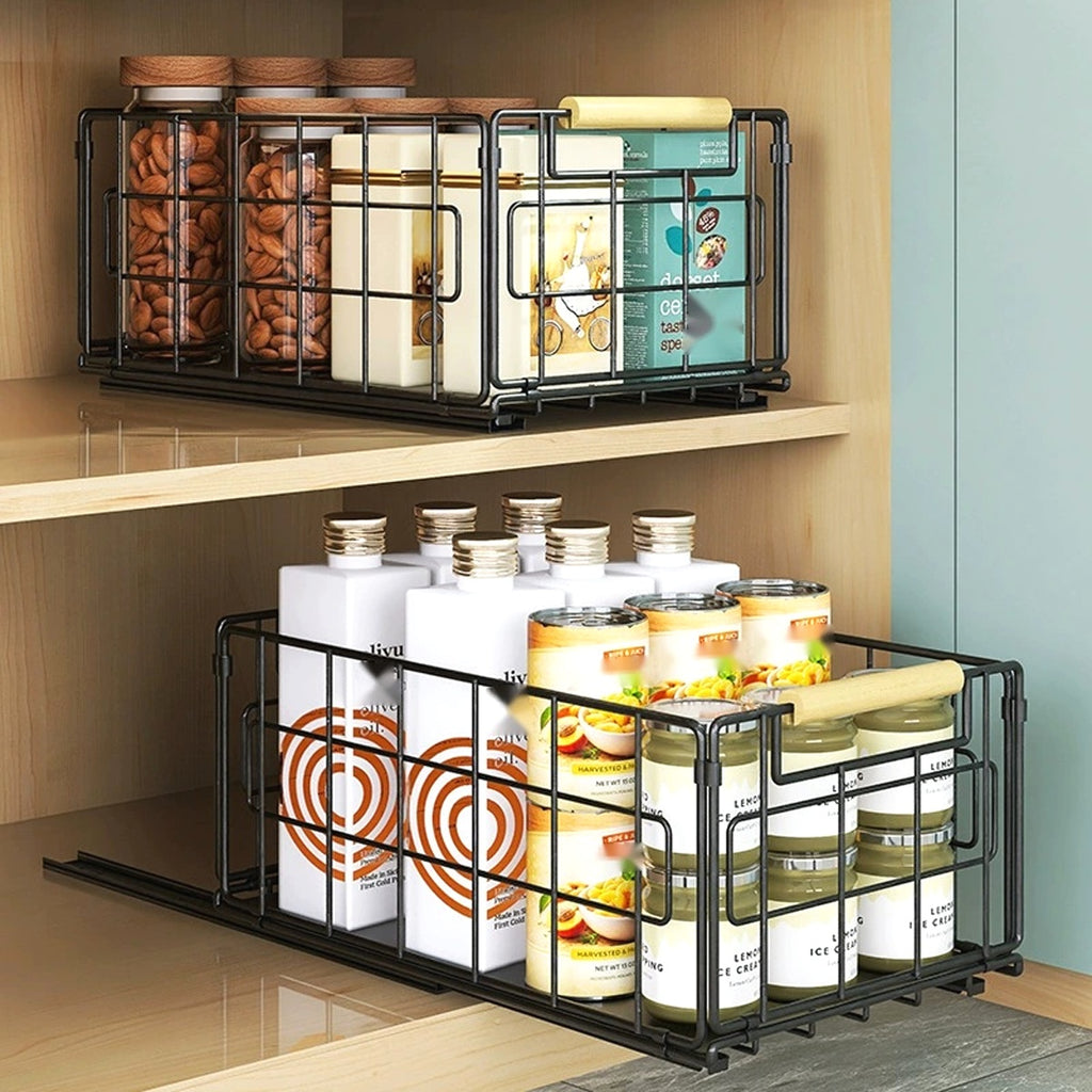 Cabinet Pull-Out Drawer Basket Steel Wire Organizer - view 3