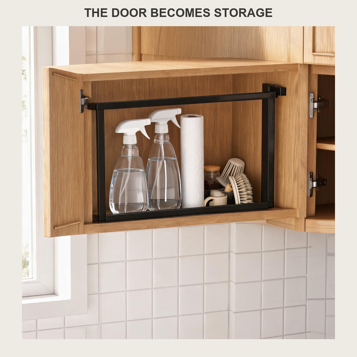 Cabinet Door Back Hanger No-Drill 2-Tier Pull-Out Organizer