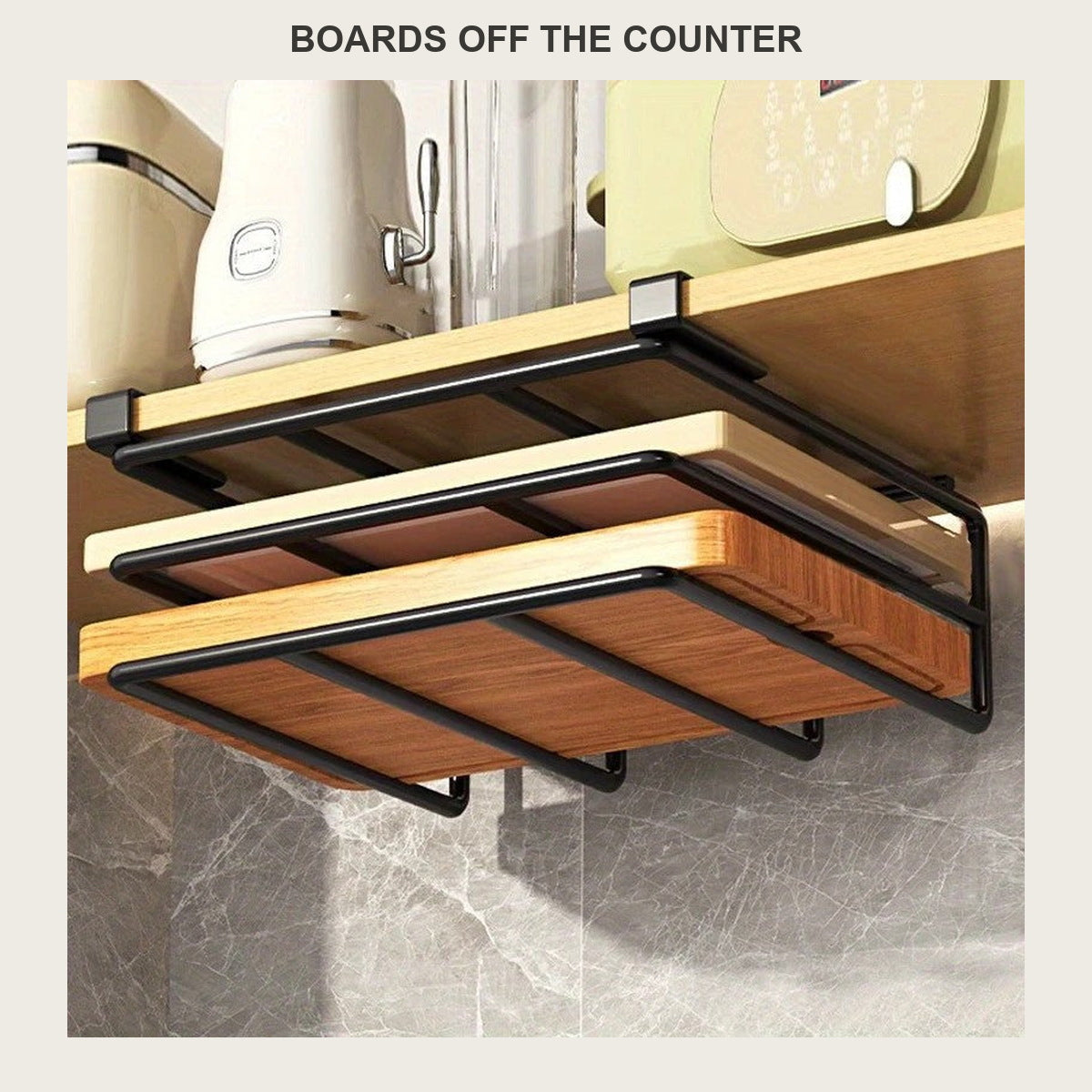 Over-Cabinet Cutting Board & Lid Rack No-Drill Steel